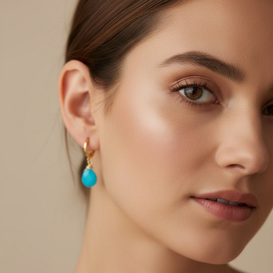 Aqua Blue Huggies Hoop Earrings