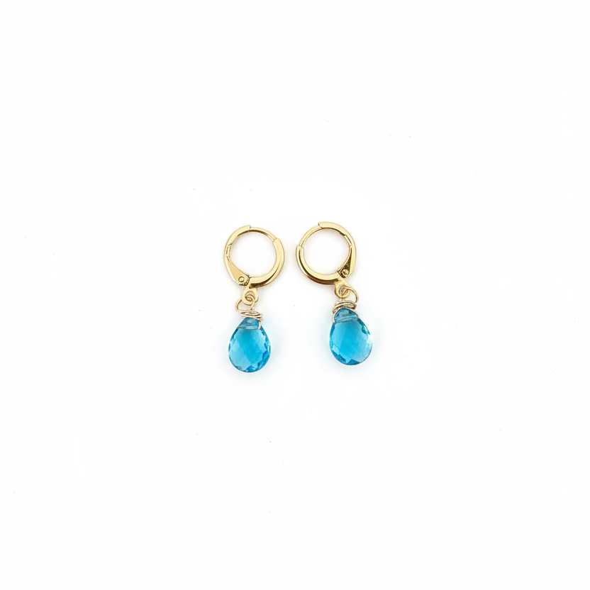 Caribbean Sea Blue Huggies Hoop Earrings