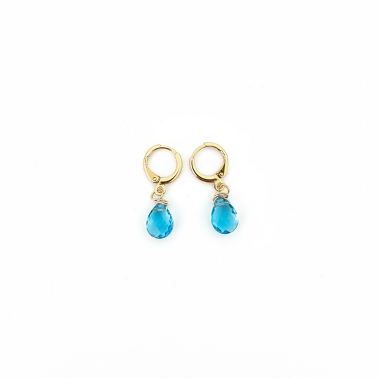 Caribbean Sea Blue Huggies Hoop Earrings
