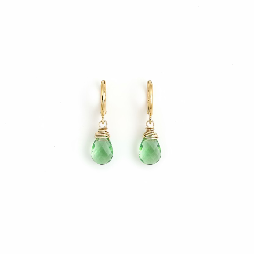 Peridot Green Huggies Hoop Earrings