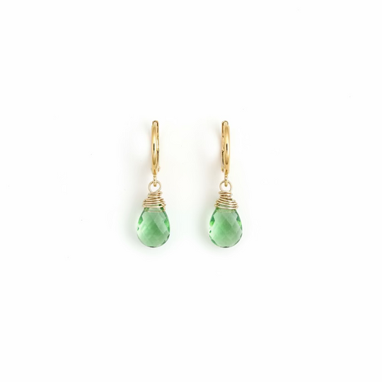 Peridot Green Huggies Hoop Earrings
