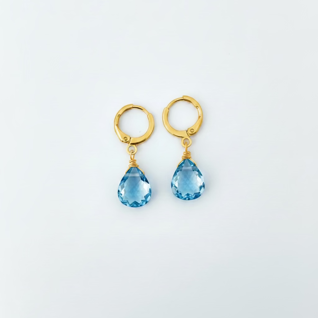 Sea Blue Huggies Hoop Earrings