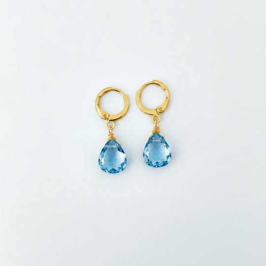 Sea Blue Huggies Hoop Earrings
