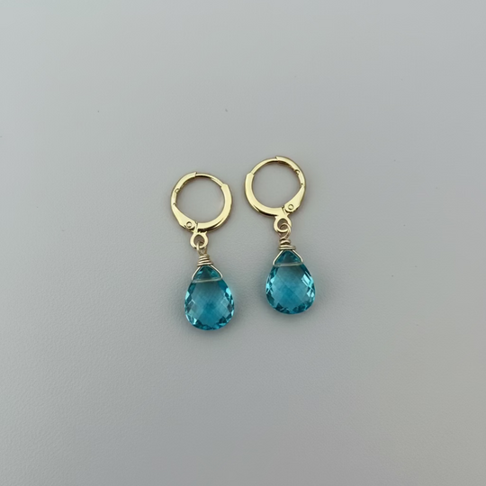 Sea Blue Huggies Hoop Earrings