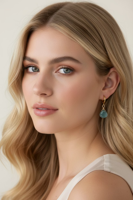 Sea Blue Huggies Hoop Earrings