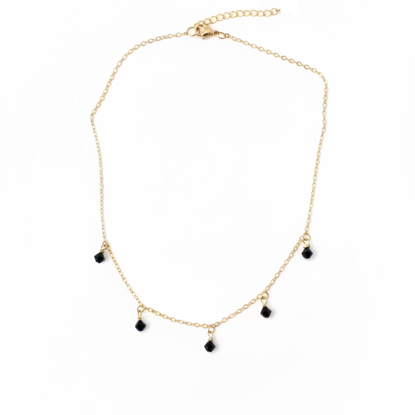 Onyx Black Crystal Choker Necklace