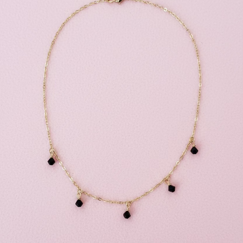 Onyx Black Crystal Choker Necklace