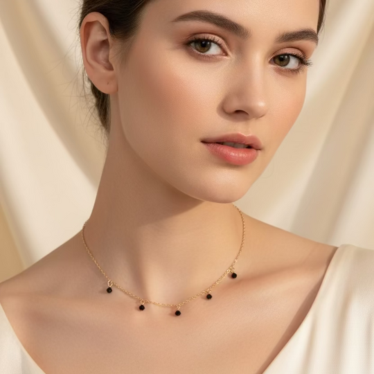Onyx Black Crystal Choker Necklace
