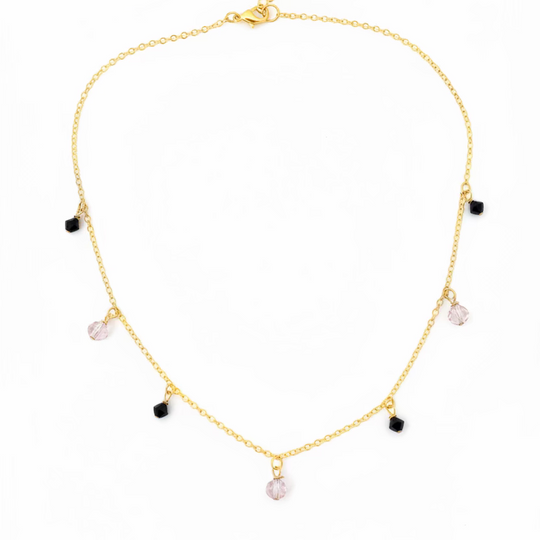 Pink Black Crystal Choker Necklace