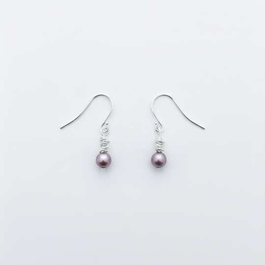 Frosted Pink Silver Earrings