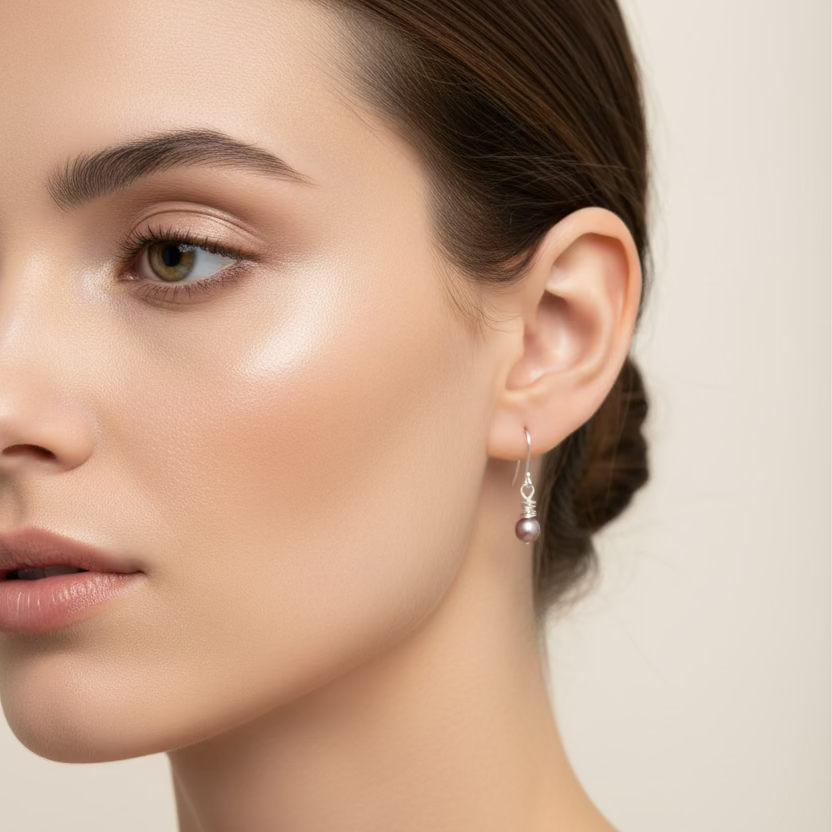 Frosted Pink Silver Earrings
