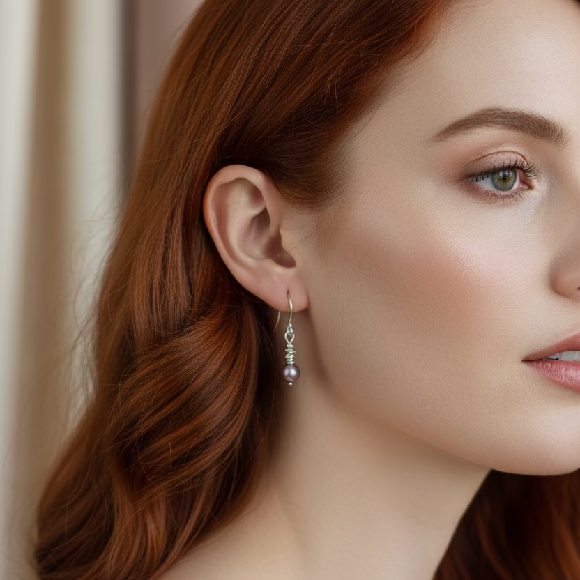 Frosted Pink Silver Earrings