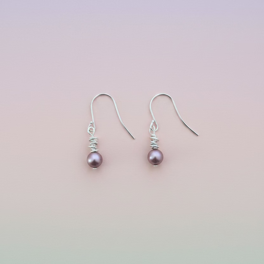 Frosted Pink Silver Earrings