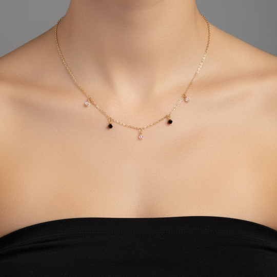 Black Clear Crystal Choker Necklace