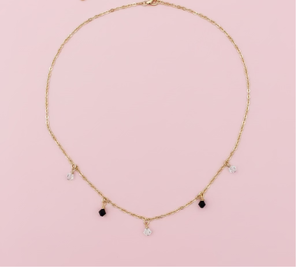 Black Clear Crystal Choker Necklace
