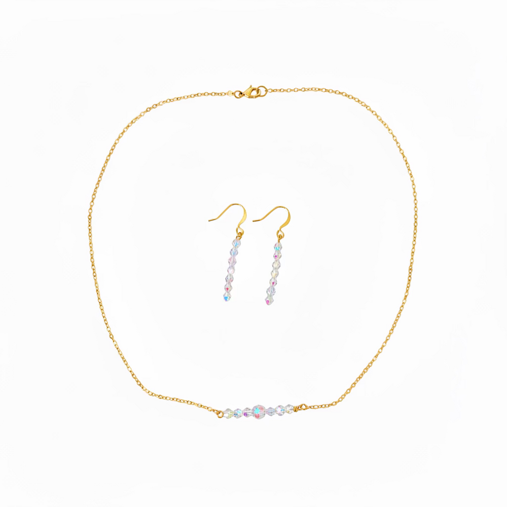 AB Clear Crystal Bridal Jewelry Set – Necklace & Earrings