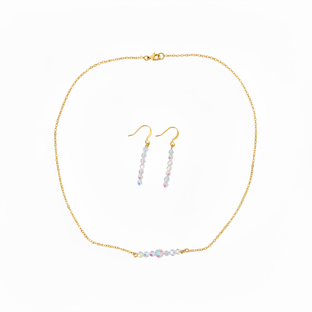 AB Clear Crystal Bridal Jewelry Set – Necklace & Earrings