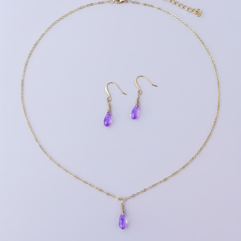 Lavender Crystal Bridesmaid Jewelry Set – Necklace & Earrings