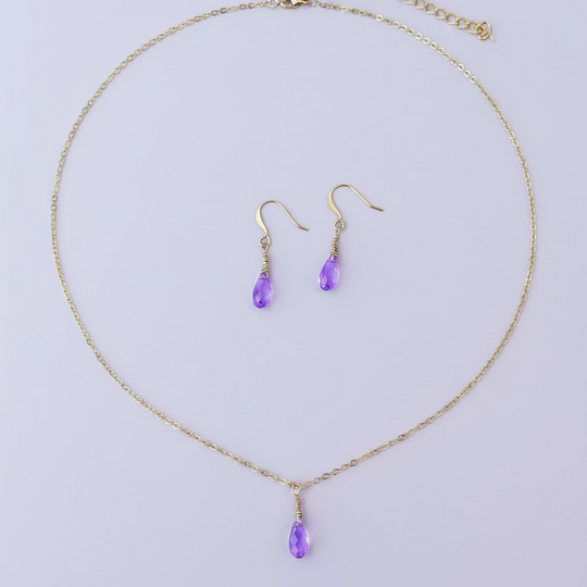 Lavender Crystal Bridesmaid Jewelry Set – Necklace & Earrings