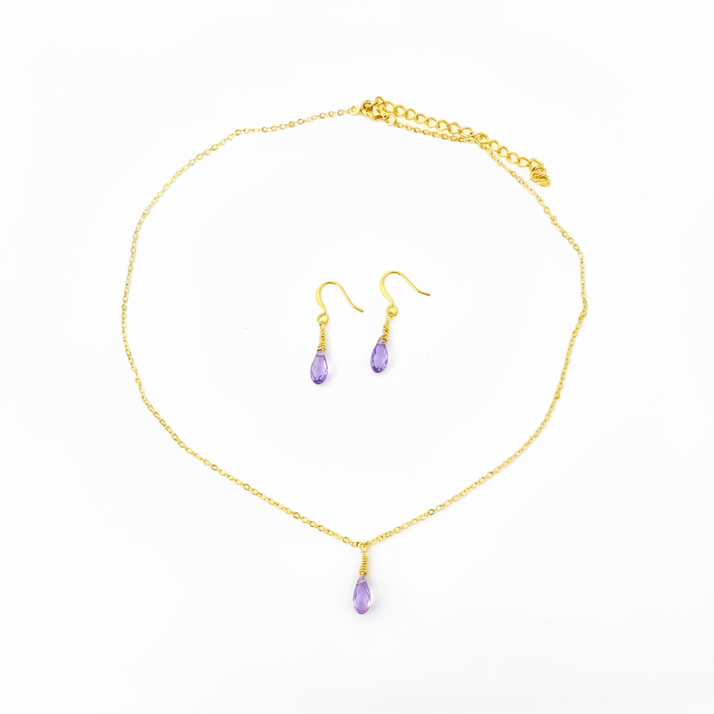 Lavender Crystal Bridesmaid Jewelry Set – Necklace & Earrings