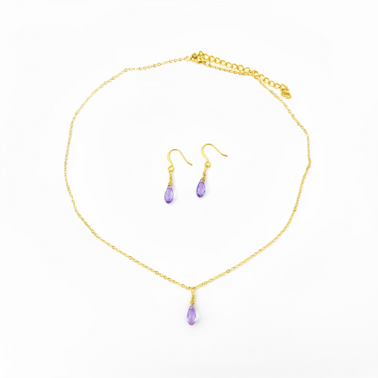 Lavender Crystal Bridesmaid Jewelry Set – Necklace & Earrings