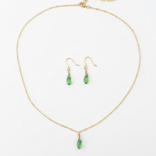 Peridot Green Crystal Bridesmaid Jewelry Set – Necklace & Earrings