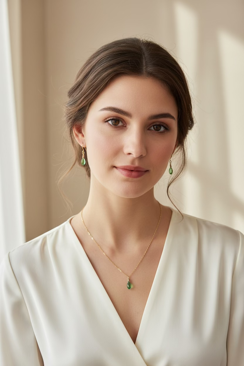 Peridot Green Crystal Bridesmaid Jewelry Set – Necklace & Earrings