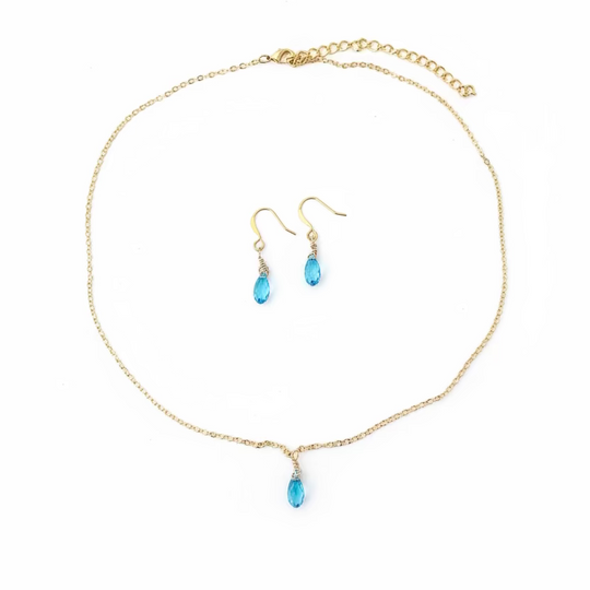 Aquamarine Blue Crystal Bridesmaid Jewelry Set – Necklace & Earrings