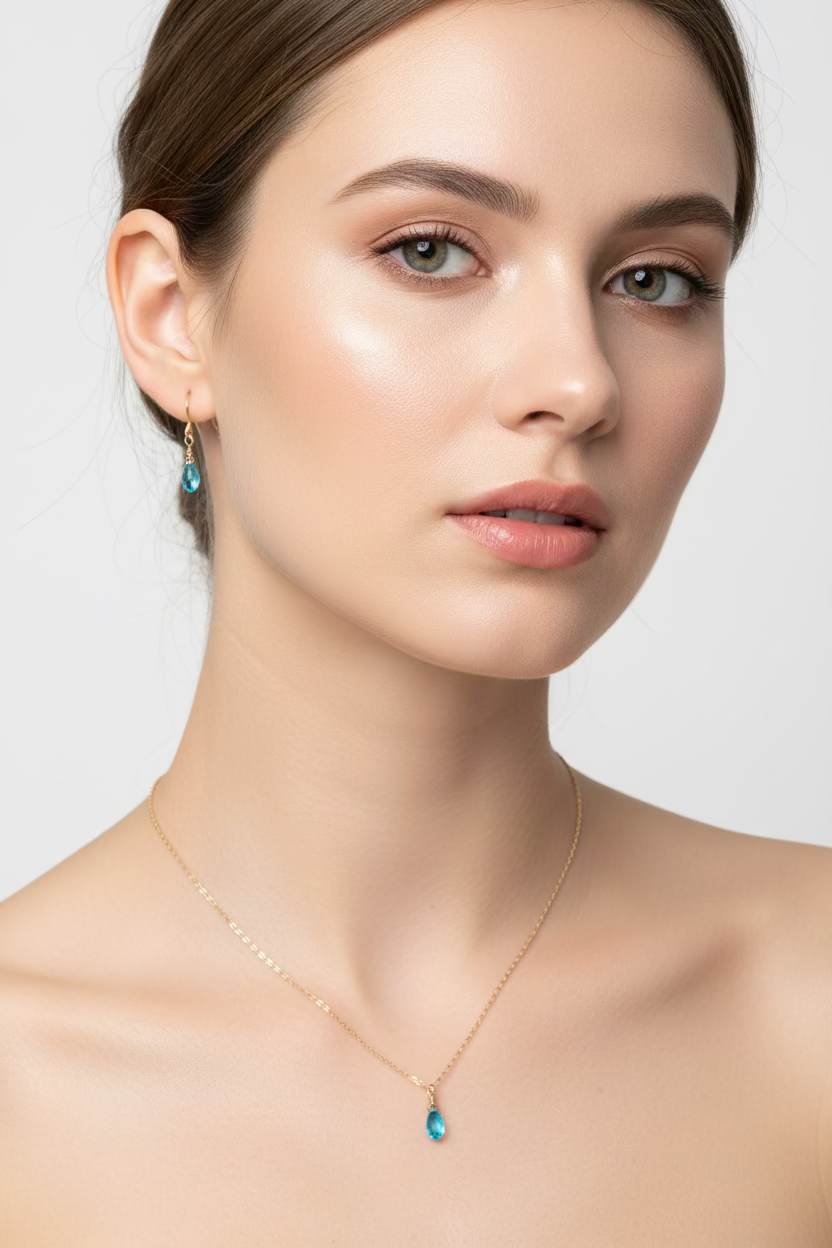 Aquamarine Blue Crystal Bridesmaid Jewelry Set – Necklace & Earrings