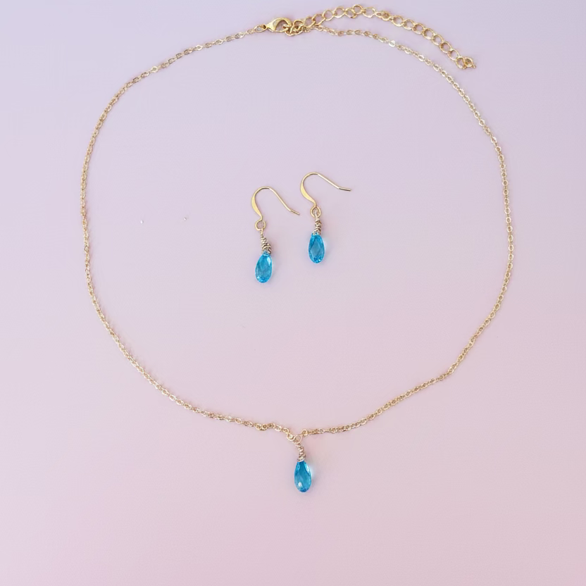 Aquamarine Blue Crystal Bridesmaid Jewelry Set – Necklace & Earrings
