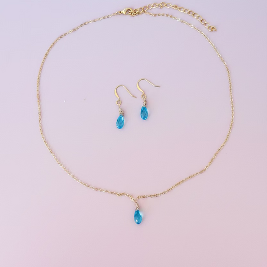 Aquamarine Blue Crystal Bridesmaid Jewelry Set – Necklace & Earrings