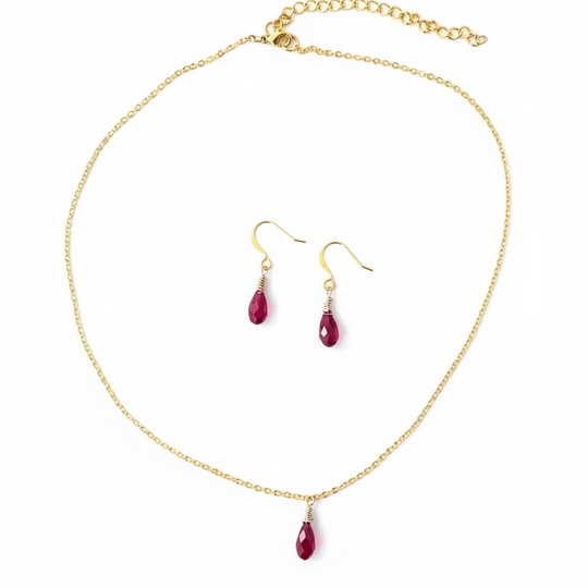 Ruby Red Crystal Bridesmaid Jewelry Set – Necklace & Earrings