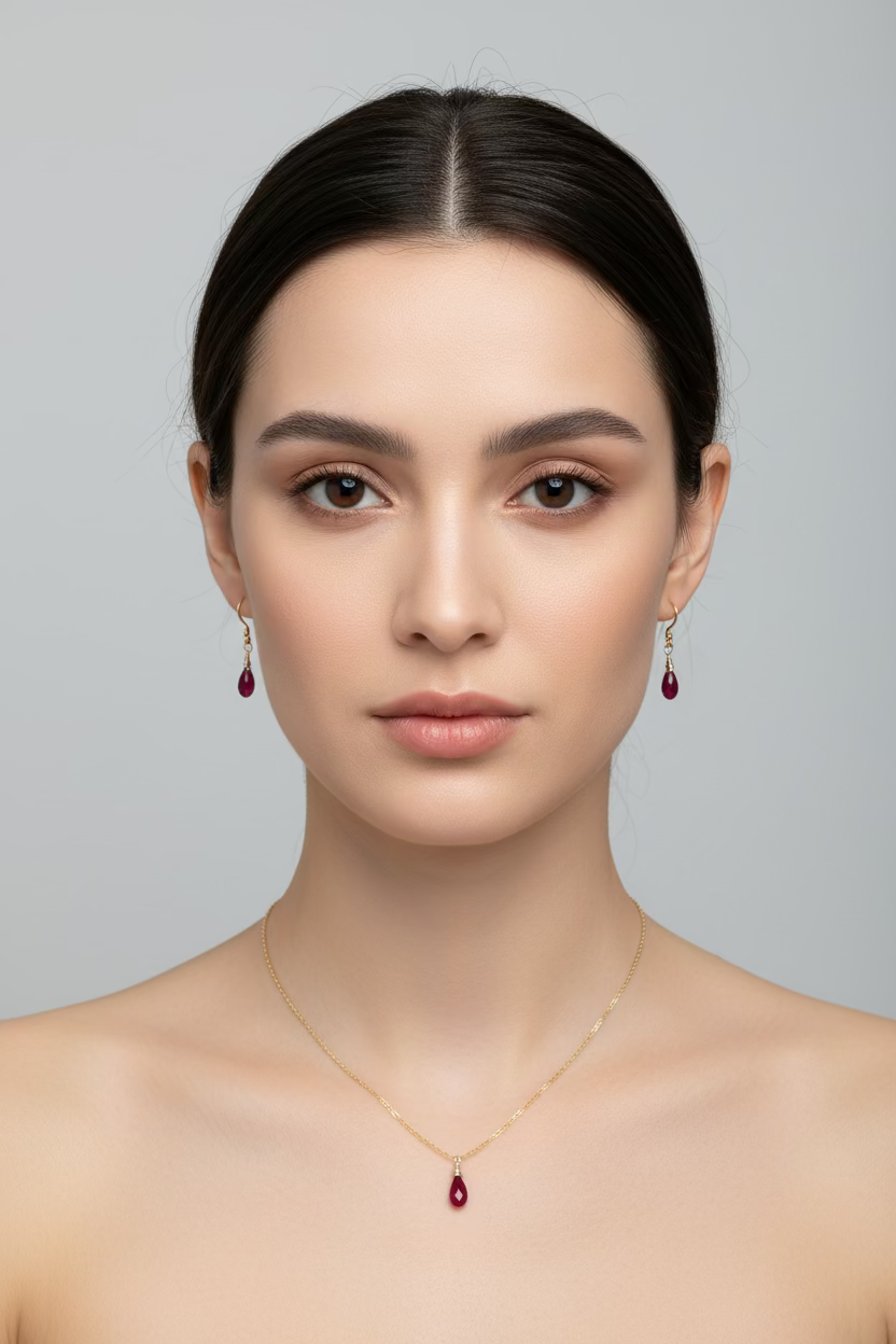 Ruby Red Crystal Bridesmaid Jewelry Set – Necklace & Earrings
