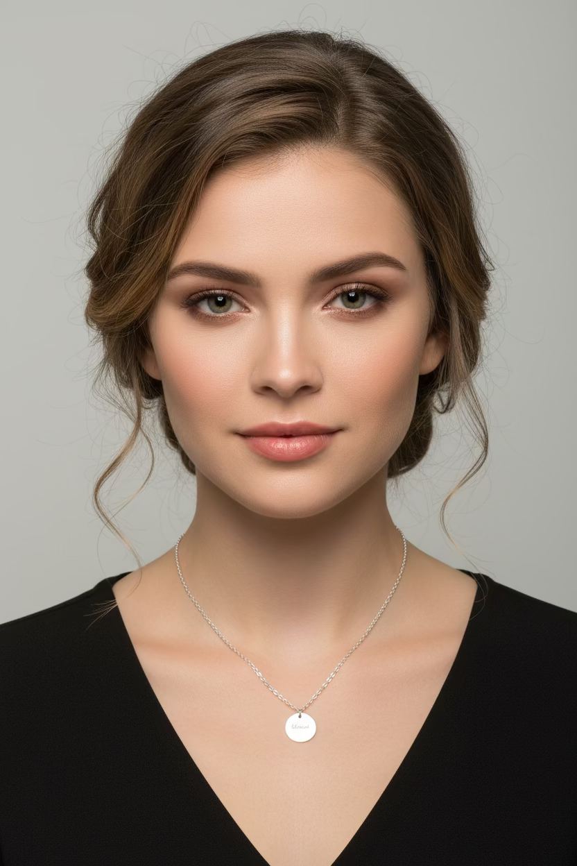 Silver Word Disk Necklace BLESSED