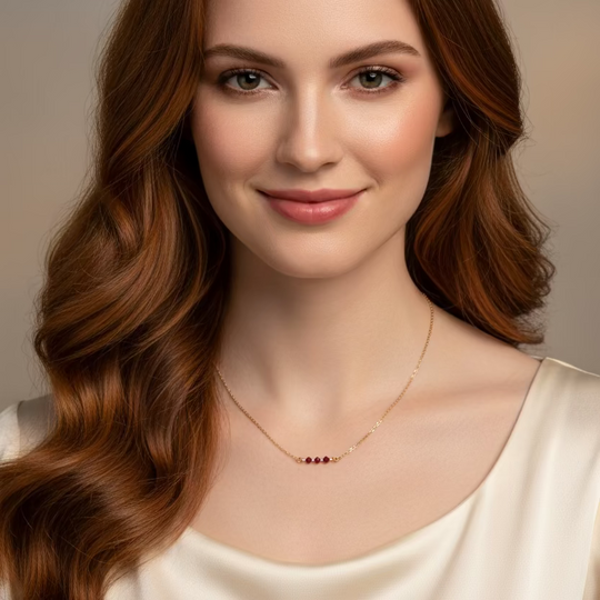 Ruby Red Crystal Bar Necklace