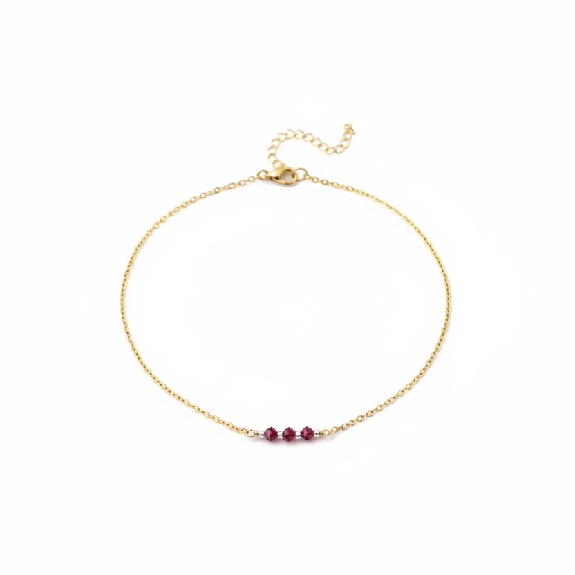 Ruby Red Crystal Bar Necklace