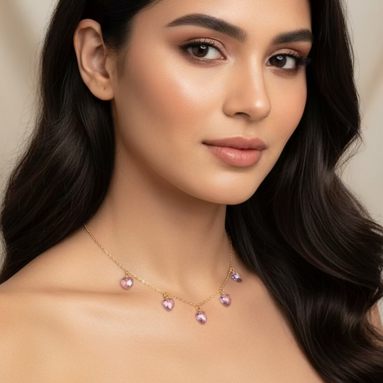 Violet Crystal Heart Necklace