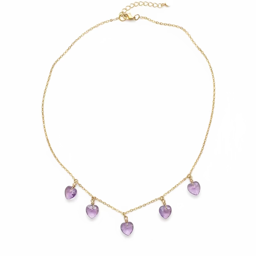 Violet Crystal Heart Necklace