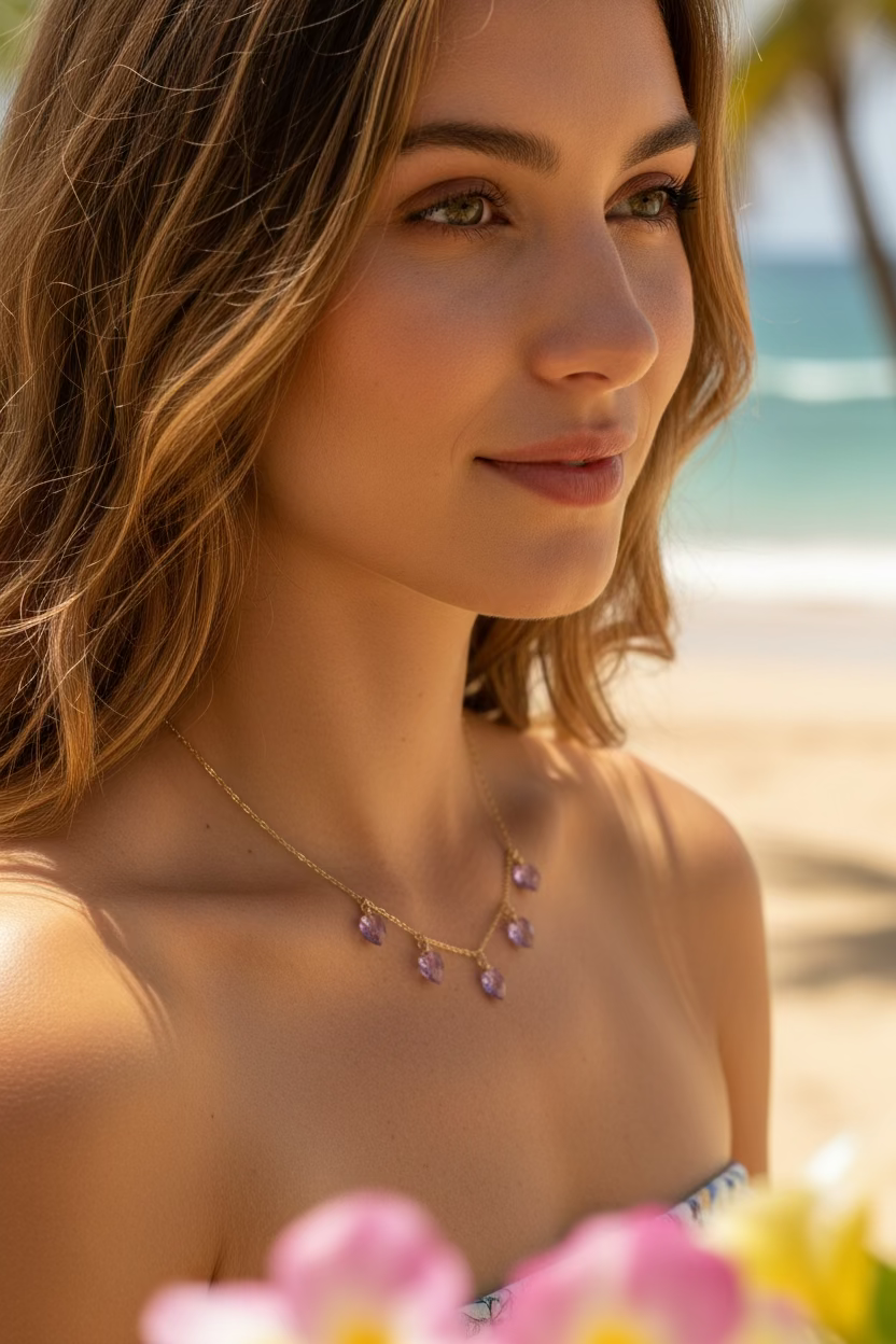 Violet Crystal Heart Necklace