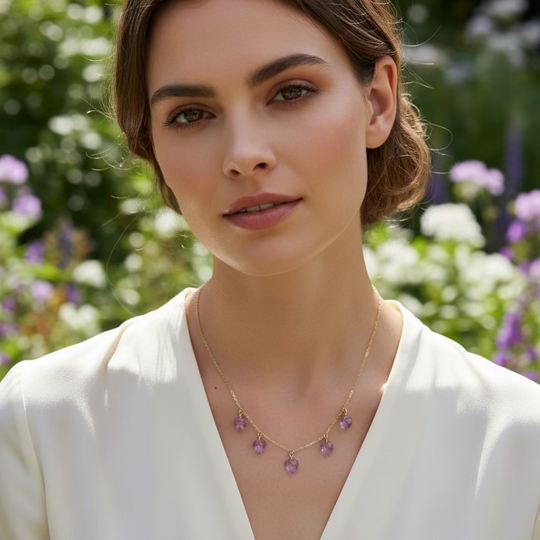 Violet Crystal Heart Necklace