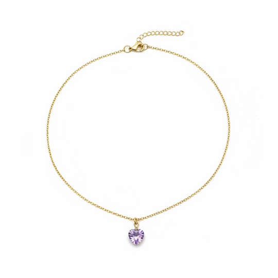 Light Purple Crystal Heart Necklace