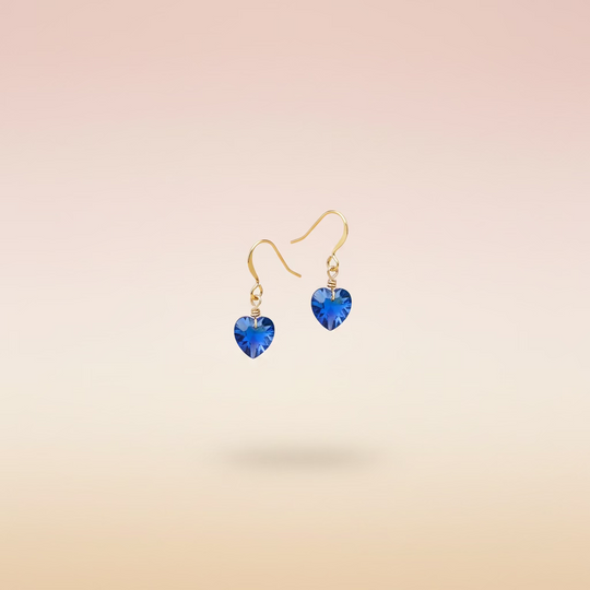 Sapphire Blue Crystal Heart Earrings