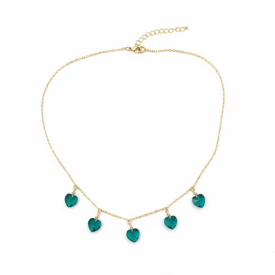Emerald Green Crystal Heart Choker Necklace