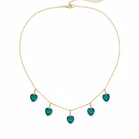 Emerald Green Crystal Heart Choker Necklace