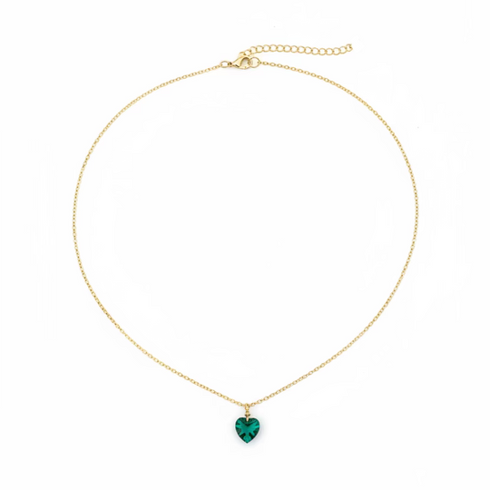 Emerald Green Crystal Heart Necklace