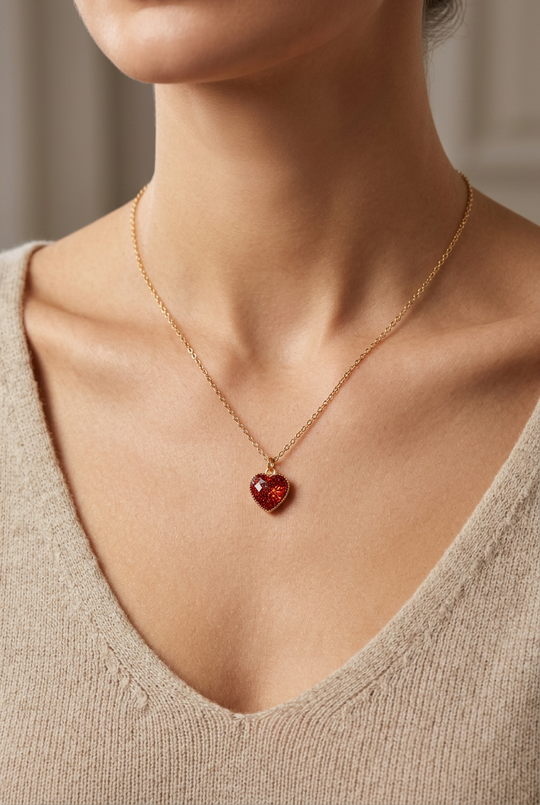 November Sparkle Heart Charm Necklace