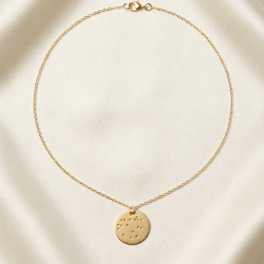 gold constellation disk necklace