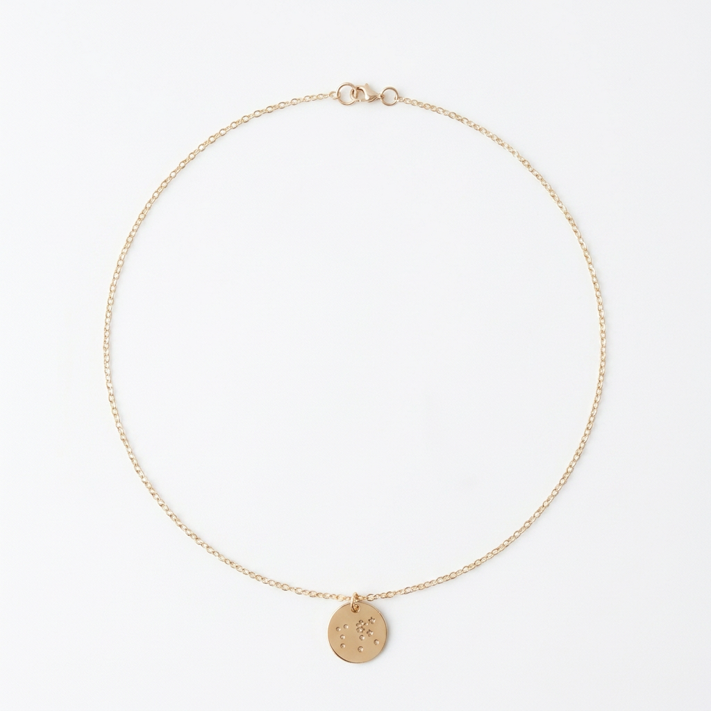 hand stamped gold constellation disk necklace