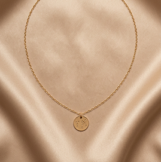 gold constellation hand stamped necklace
