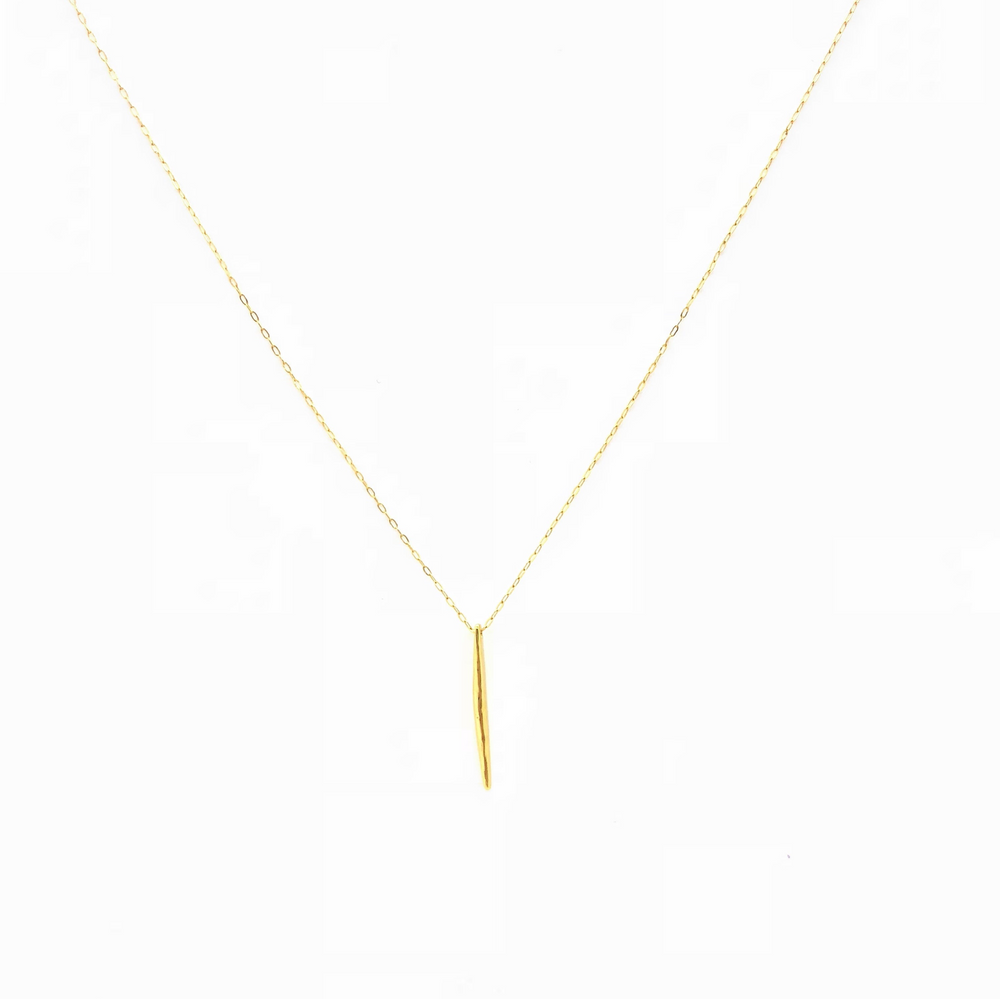 14K Gold Spike Needle Charm Necklace, our shiny slender vermeil gold spike needle charm on 14k gold-filled chain make up this minimalist piece of jewelry, a little treasure to wear.